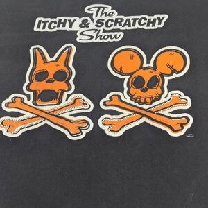 The Itchy & Scratchy Show Black Tee With Orange Graphics Medium